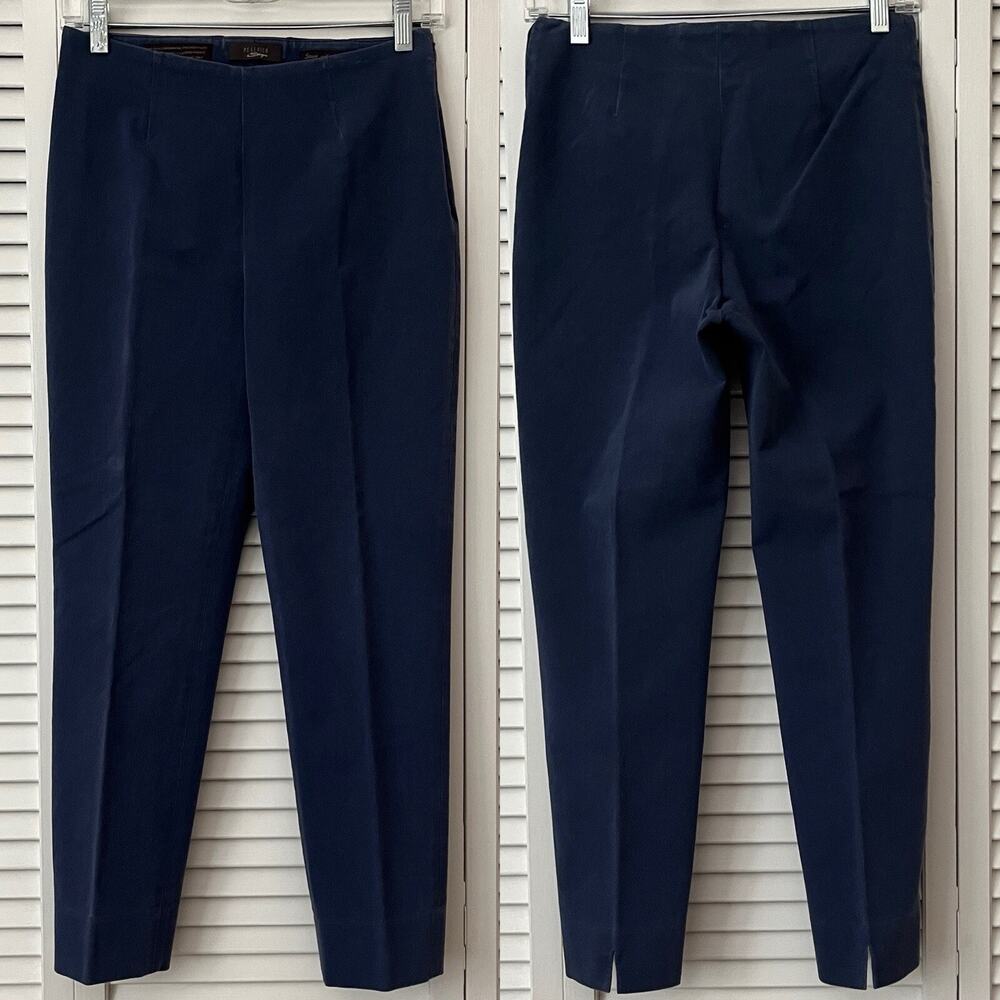 Peserico Sign navy blue classic fitted pants, size IT 40/US 4, preppy, office.